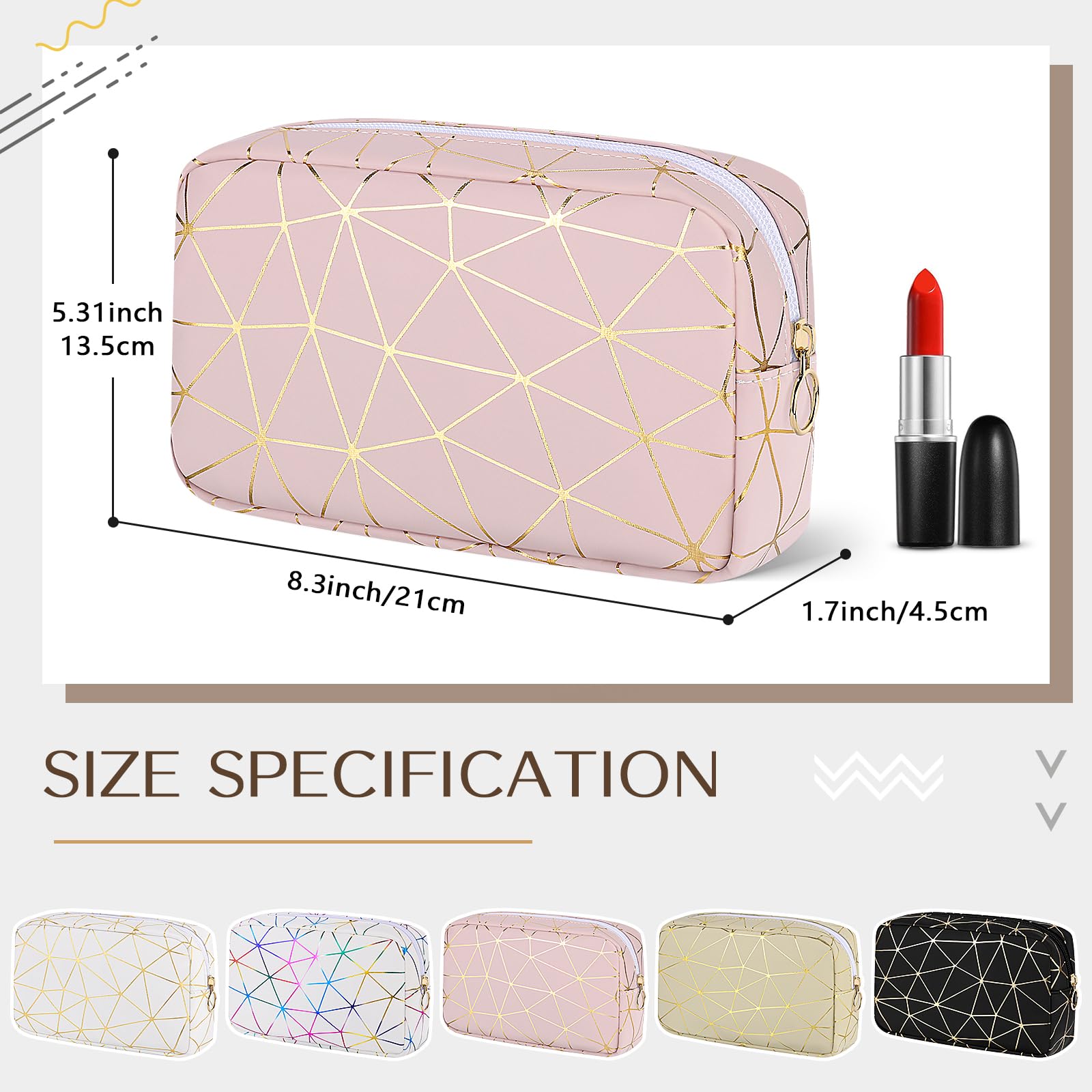 Likesing Perioden-Tasche für Mädchen und Frauen, Leder-Aufbewahrungstasche für Damenbinden, tragbare Menstruationspad-Tasche, Periodeneinlagen-Tasche, Pink, Gold, Large (8.3" x 5.3"), Modisch
