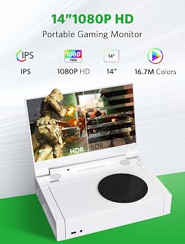 DEPGI 14 Portable Monitor for Xbox Series S (Not Included), 60Hz 1080P HD IPS Portable Gaming Monitor with Remote Control,Portable Monitor with HDR10,AMD FreeSync, 2X HDMI