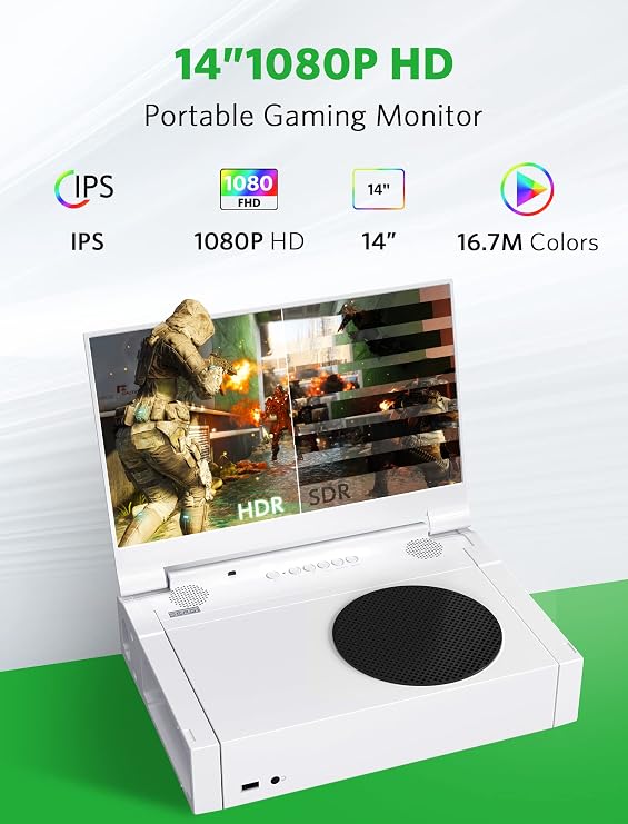 DEPGI 14 Portable Monitor for Xbox Series S (Not Included), 60Hz 1080P HD IPS Portable Gaming Monitor with Remote Control,Portable Monitor with HDR10,AMD FreeSync, 2X HDMI