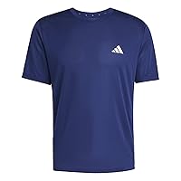 adidas Uomo Workout Essentials Base 3-Stripes Shirt, Dark Blue/White