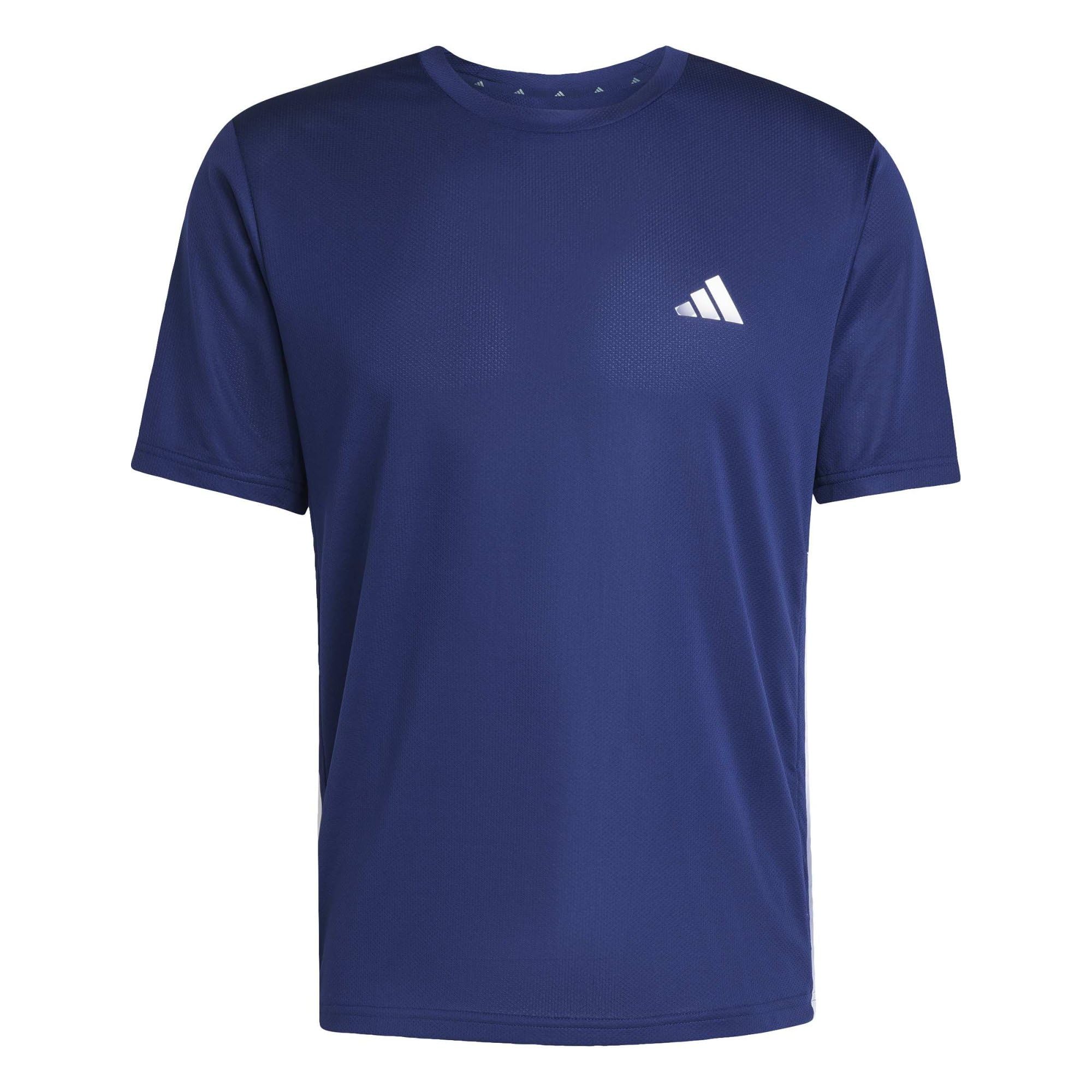 adidas Men's Workout Essentials Base 3-Stripes Shirt, Dark Blue/White, 3XL