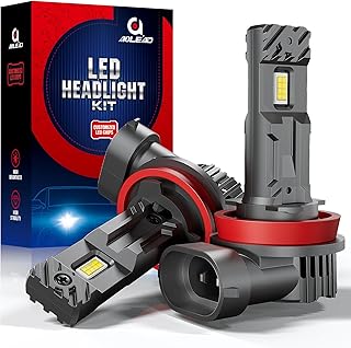 AOLEAD 2023 Upgraded H11 LED Headlight Bulbs, 18000LM 500% Brighter 1:1 Size, 6500K Cool White Wireless H9 H8 Automotive LED Bulb, Canbus Halogen Replacement Plug and Play, Pack of 2…