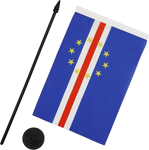 Miniatura 264 de Bandera de mesa Sierra Leona de 5 x 8 pulgadas, bandera de escritorio de Sierra Leona, 8.3 x 5.5 in, barra y base de plástico negro AZ FLAG