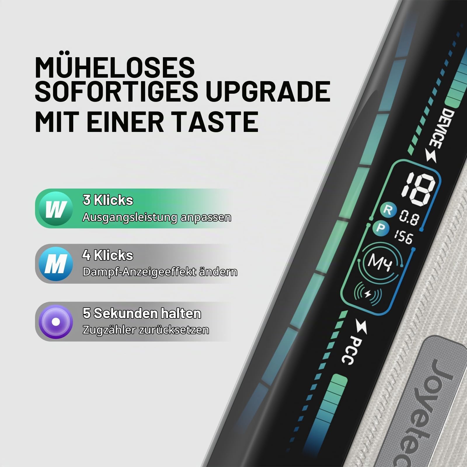 Joyetech Eroll Slim Pro Kits 2000mAh + 480mAh großer Akku Leistungsanpassung großes Display Pod-System nikotinfrei Schwarz