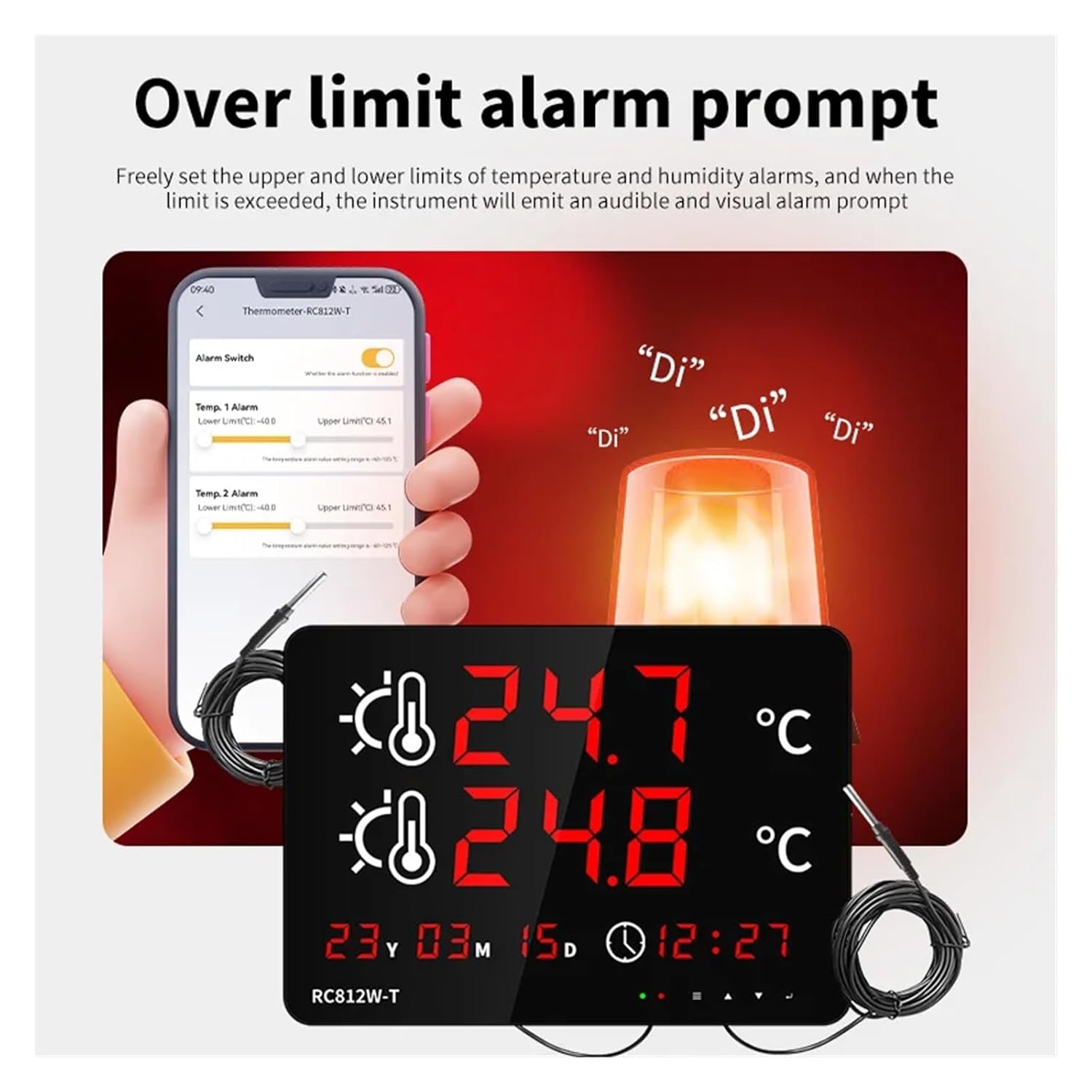 Digital LED Thermometer with APP Control RS485 Smart tuya Waterproof Temperature External Sensor for Sauna Pool Aquarium