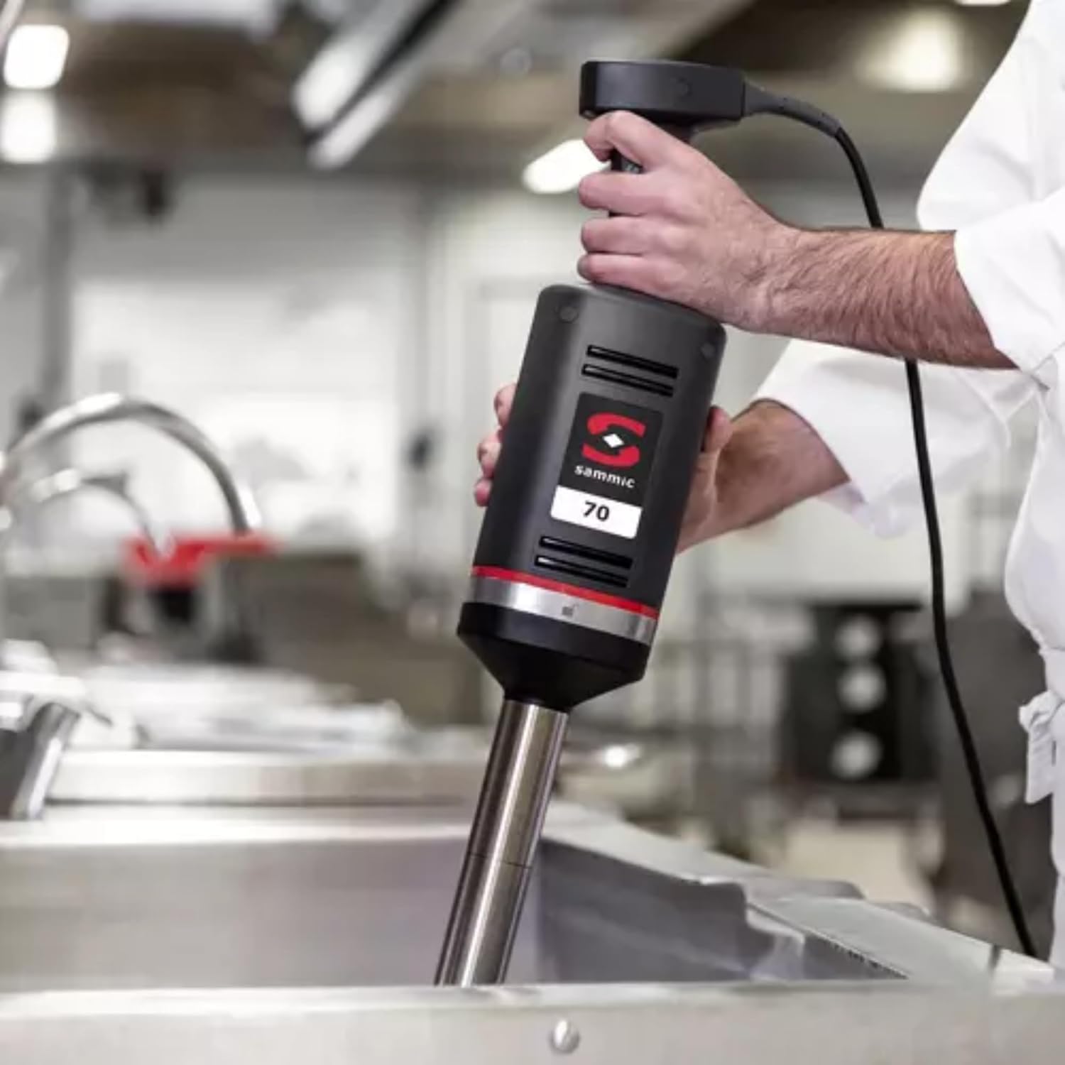 Sammic XM-71 (3030857) Commercial Immersion Blender, 1.2 HP 840W Fixed Speed Motor, 12,000 RPM, 21.2" Removable Stainless-Steel Blending Arm, Continuous Run, Tri-Blade System, Wall Mount Included