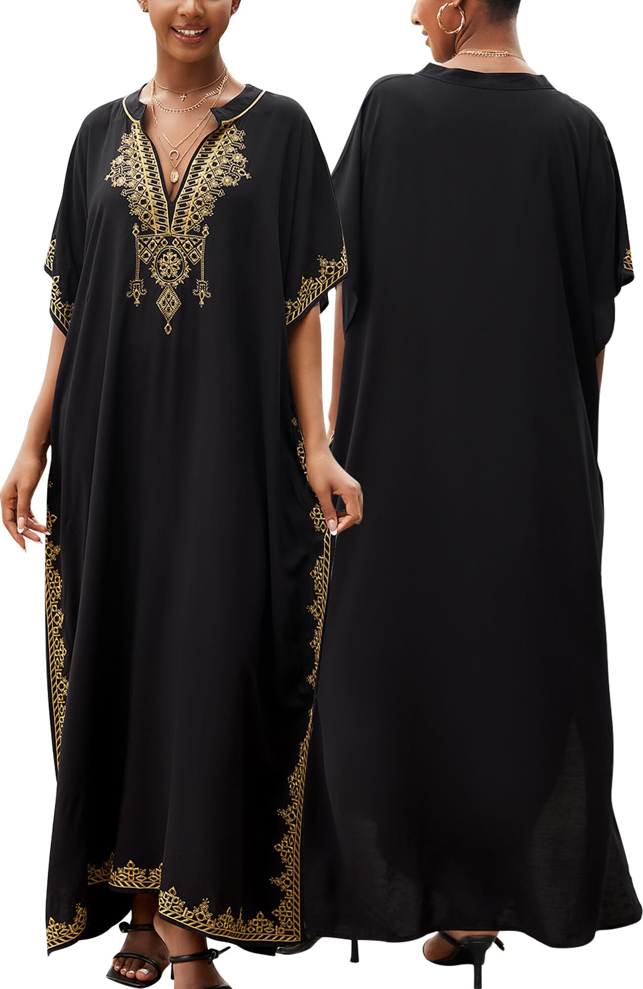 Women's Loose Kaftan Turkish Dress Caftan Maxi Dresses Swimsuit Cover Up Beachwear Loungewear