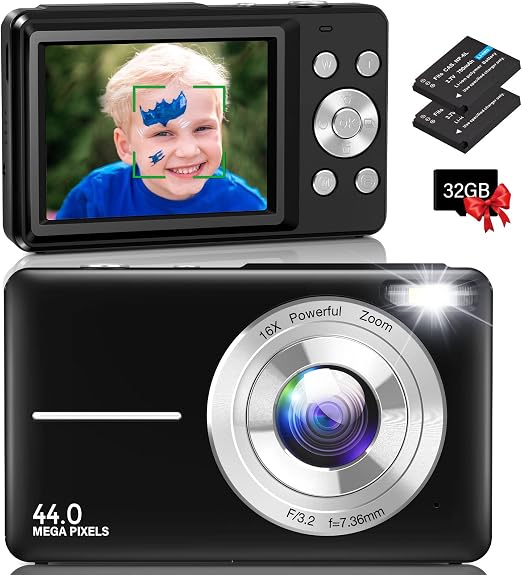 digital camera auto focus kids camerahooruan 1080p 44mp vlogging digital camera with 32gb card 16x digital zoom compact point and shoot camera p