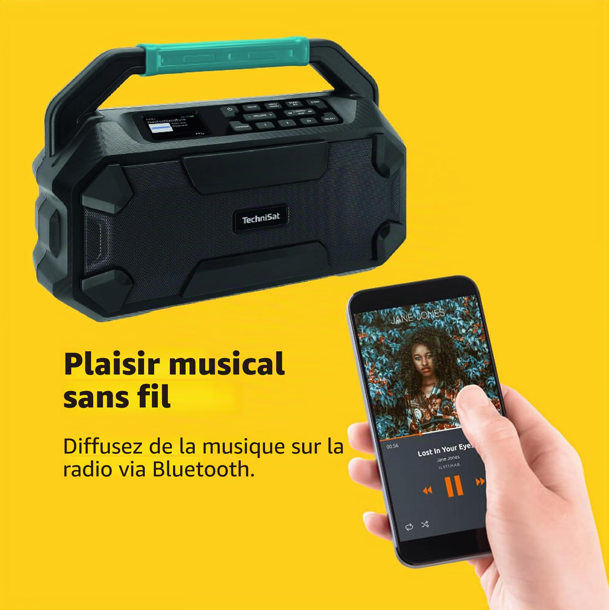 TechniSat Viola 231 OD – Radio de Chantier Compatible avec Batterie Makita (Dab+, FM, AUX in, Bluetooth, IPX4 résistant aux éclaboussures, 2 x 15 W Enceintes stéréo)