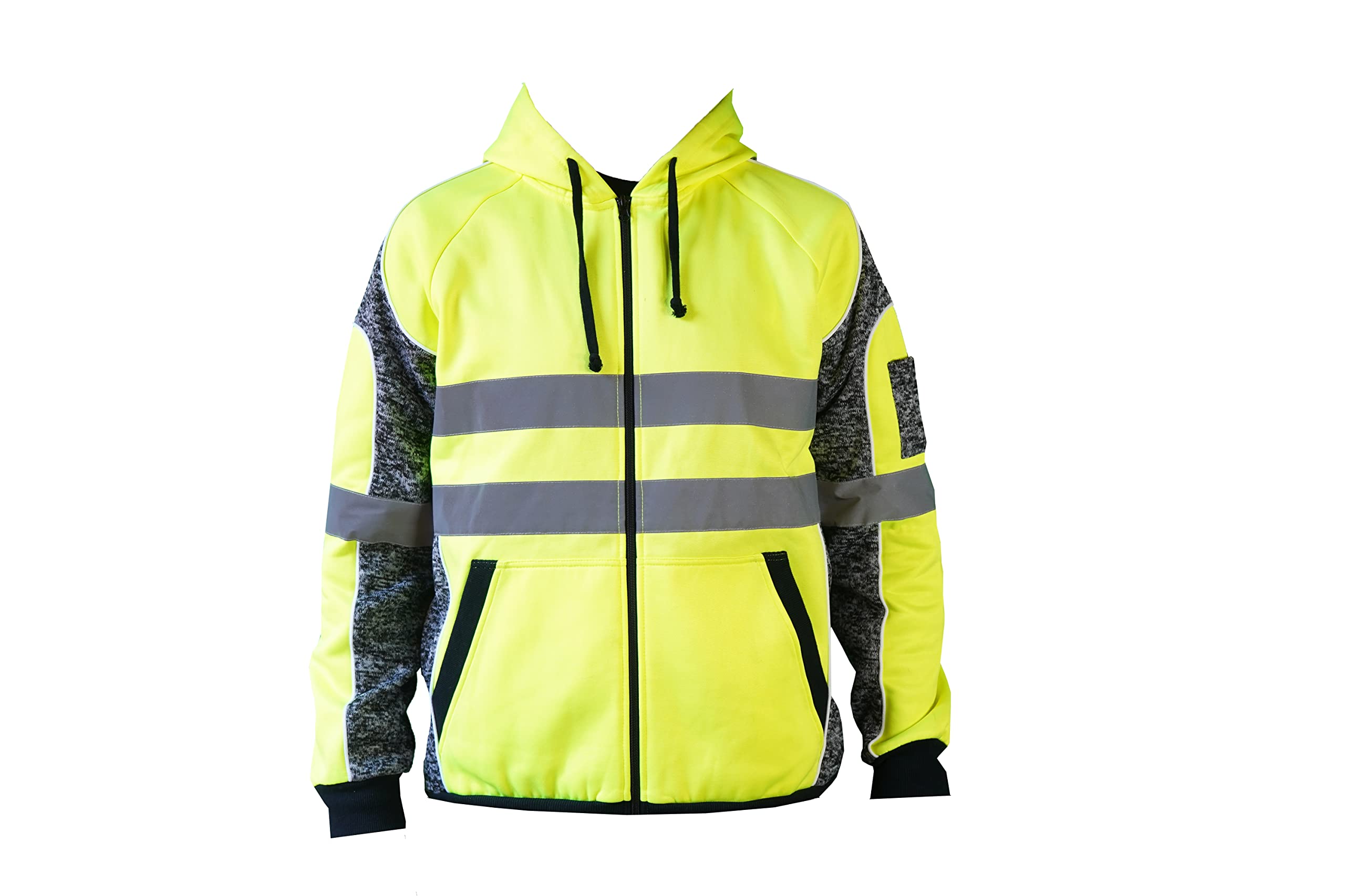 Bitco BTC50 Reflektierender Kapuzenpullover Sicherheitsjacke Sicherheitsweste Arbeitsmantel Arbeitskleidung Reflektierender Kapuzenwärmer HoodieGelb Outdoor Hoodie Outdoorjacke Radfahrer