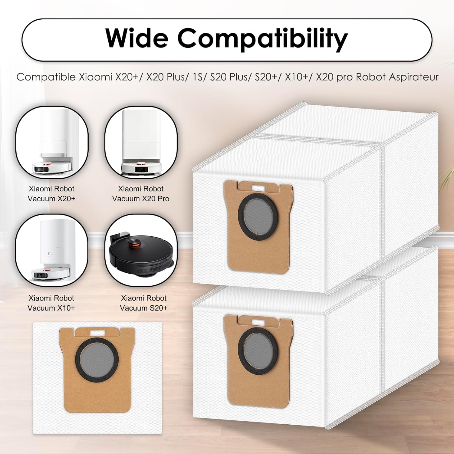 (10 Pack) L20 Ultra Replacement Dust Bags for Dreame X50 Ultra Complete/ X40/ L20 Ultra/ L50 Pro Ultra/ L10s Pro/ L10/ L10s/ L20, Xiaomi X10+/ X20+/ X20 Pro/ X20 Max Robot Vacuum, Canister Bag