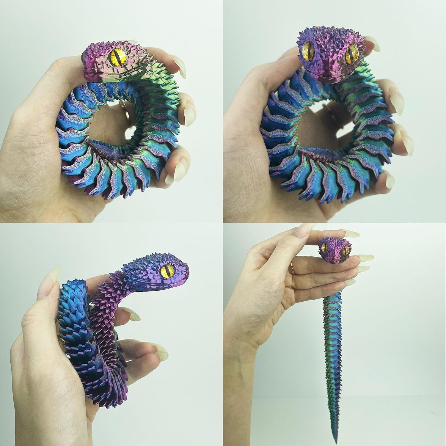 12in 3D Printed Snake Toys, Flexible 3D Printed Animal, Fidget ADHD Snake Toys, Perfect Desk Pet for Animal Collectors, Easter Basket Essentials, Easter Basket Stuffers thumbnail