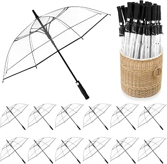 12 Pcs Wedding Umbrellas Bulk, 41 Inch Wedding Stick Umbrellas with Wooden Handle