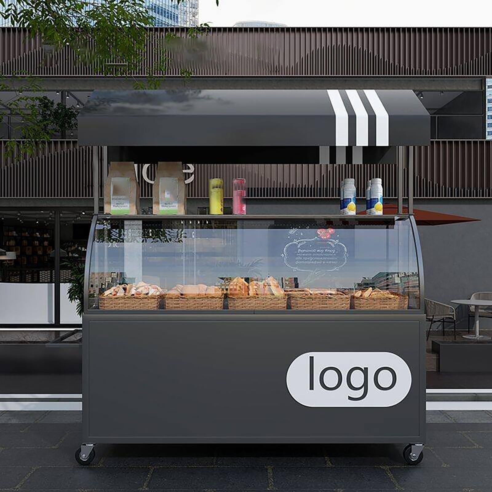 Móvil de Venta Ambulante de Comida Quiosco de Comida Concesionaria con Ruedas Freno para Eventos Fiestas y Puestos de Mercado.(Nero,120x60x190cm)