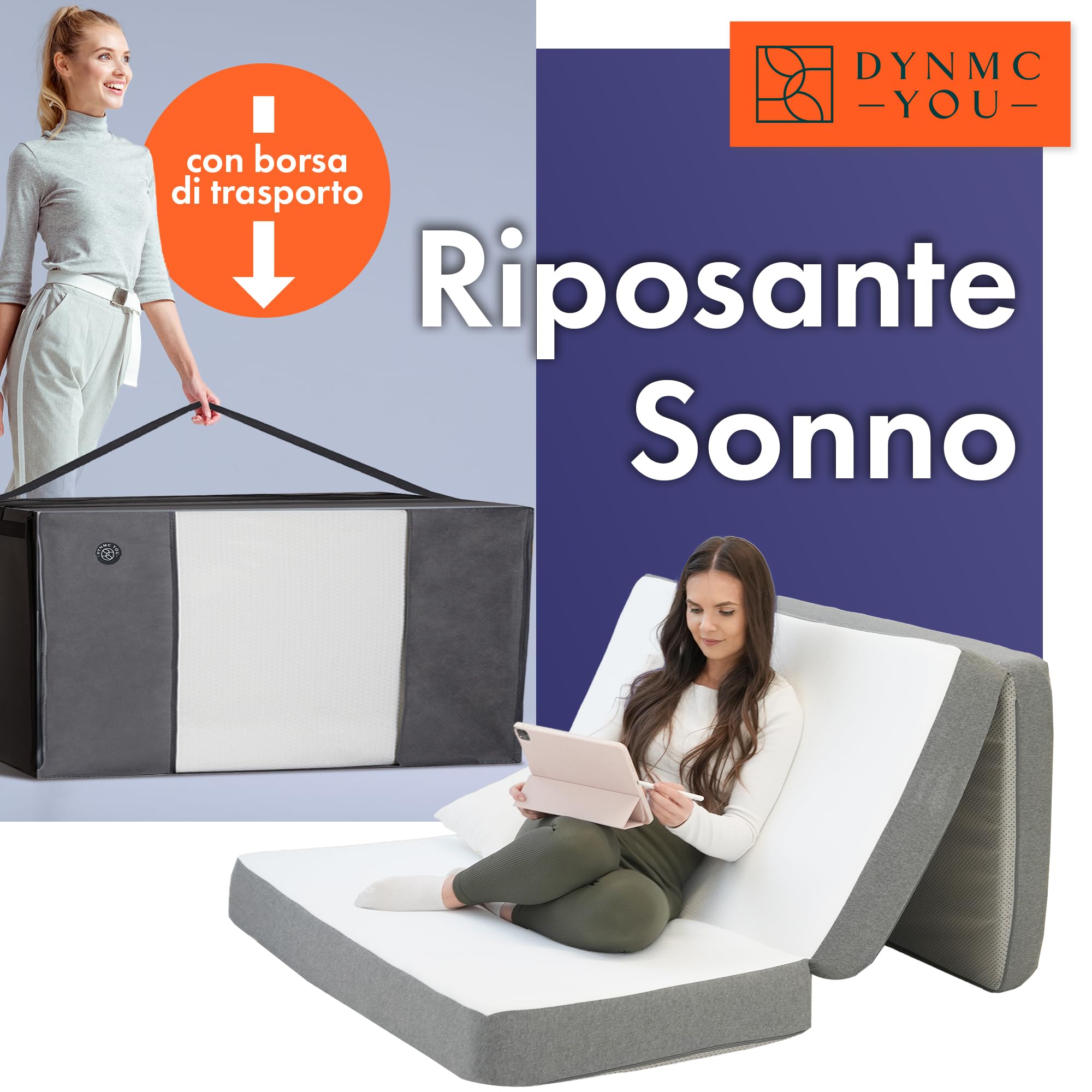 Materasso pieghevole 120x195 cm, 14 cm – comodo letto ospiti, salvaspazio