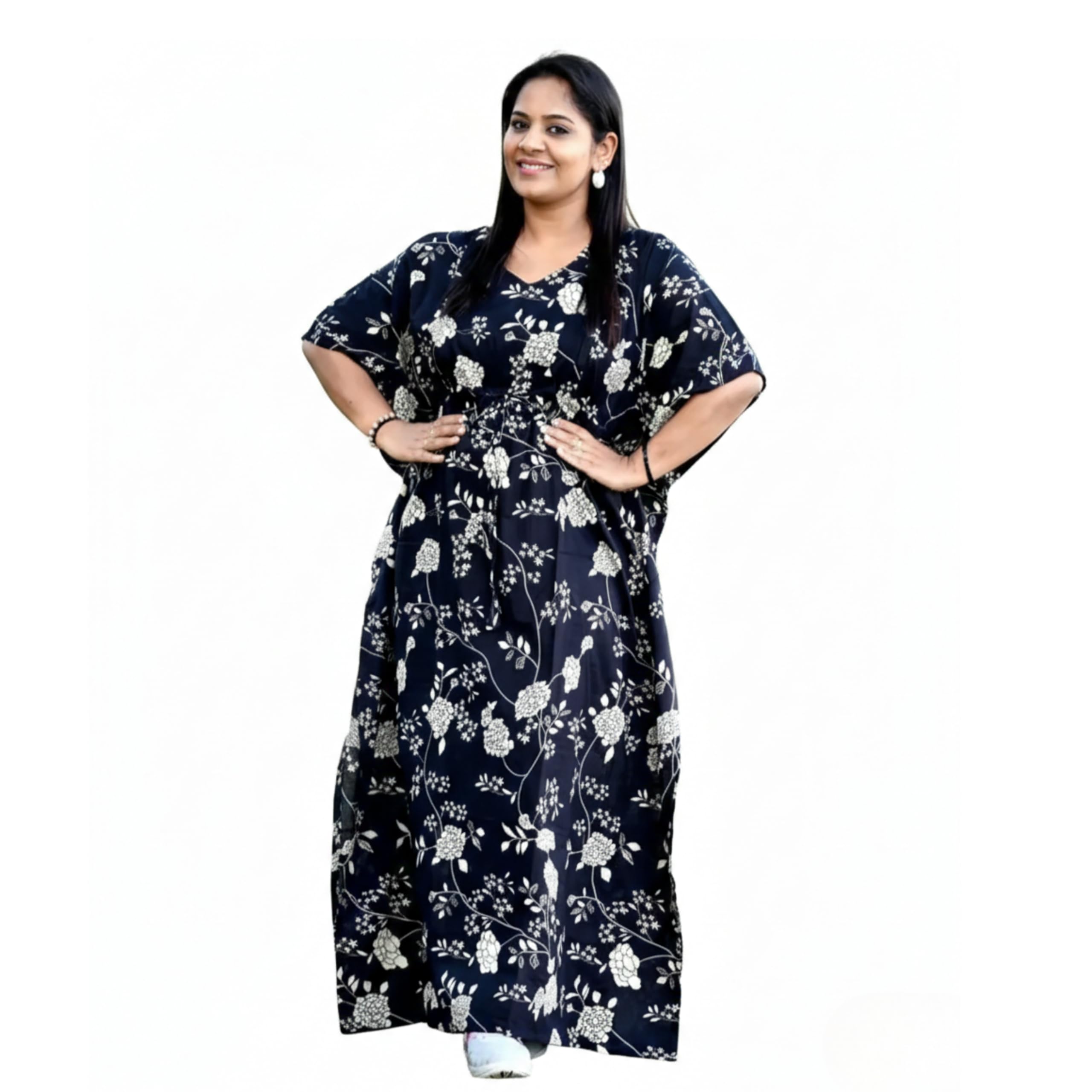 happima Cotton Feeding Kaftan for Women | Maternity &Nursing Dress with Invisible Zipless Feeding | Full Round Neck Kimono Sleeve | Comfy Breastfeeding Wear-picture-44