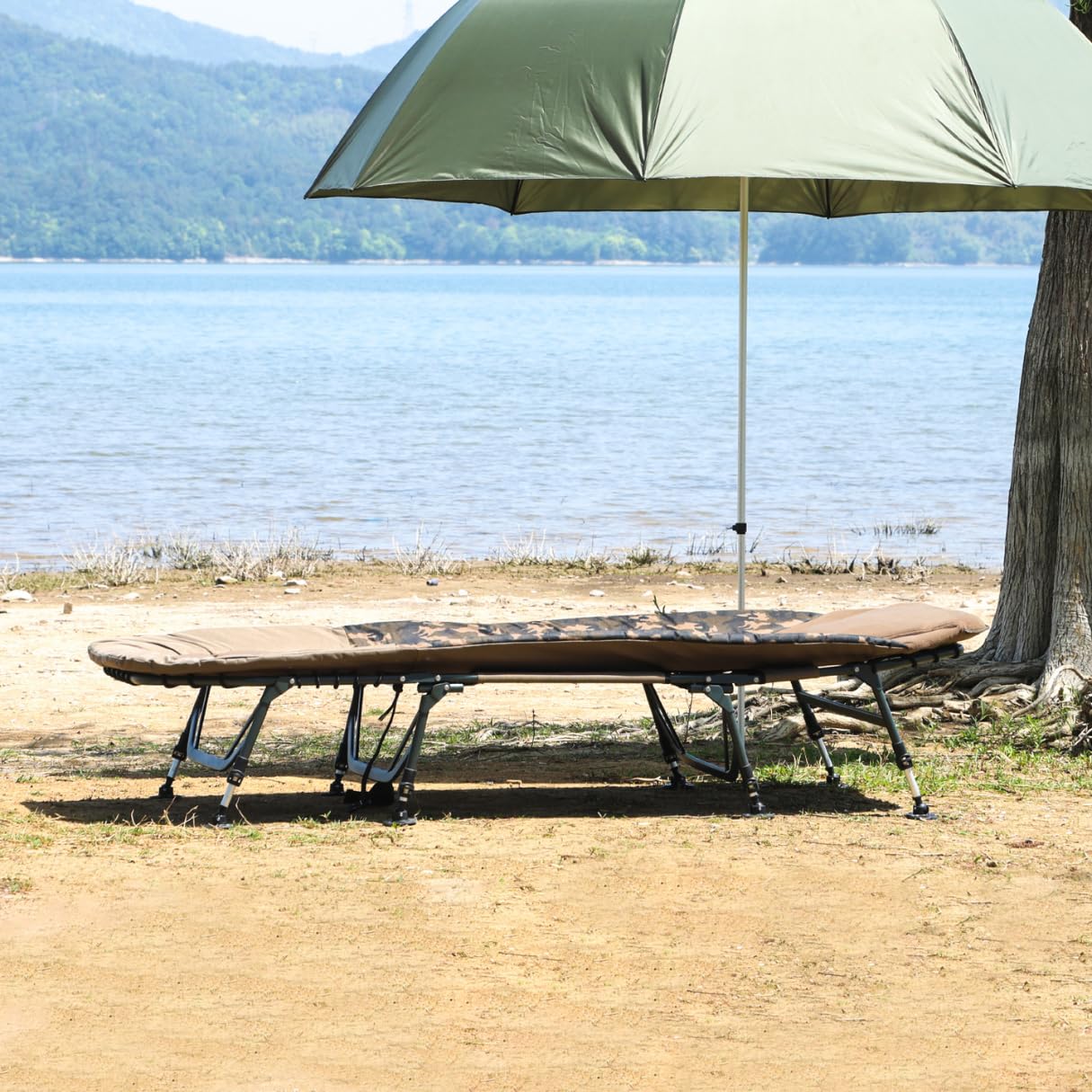 'MK-Angel "flatsize x de Sport Pro Nature Lit de camp pour pêche à la carpe Chaise longue 8 pieds