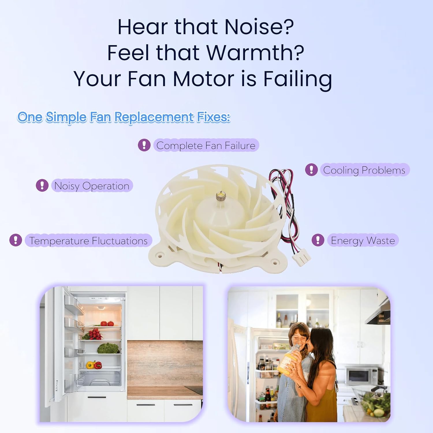 Upgraded DA31-00342A Refrigerator Evaporator Fan Motor, Compatible with Samsung Freezer/Refrigerator Models, Replaces EAP12590899, AP6803165, ARES2130RA, Long-Lasting & Quiet Operation