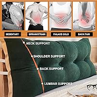 Vista 2 de Almohada de cama de lectura con cuña, almohada de forro polar de algodón, almohada grande para cabecero, respaldo de cama, cojín de apoyo de Verde