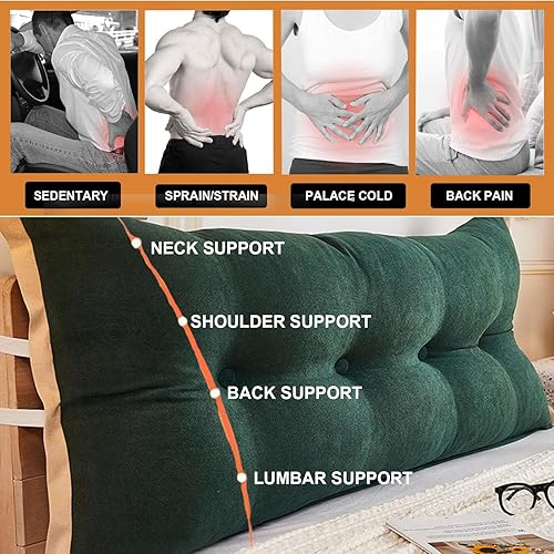 Miniatura 2 de Almohada de cama de lectura con cuña, almohada de forro polar de algodón, almohada grande para cabecero, respaldo de cama, cojín de apoyo de