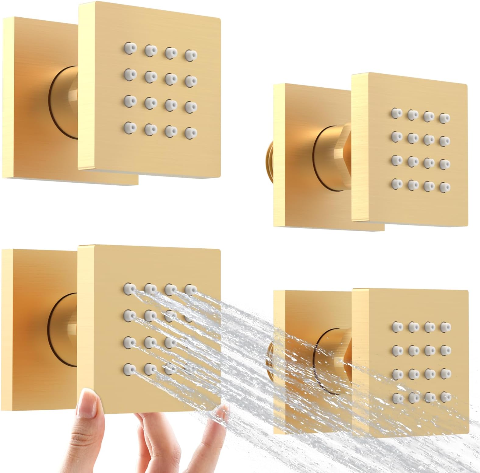 Shower Body Spray Jets with On Off Switch Adjustable Flow Body Sprays Jets Massage Spa Jet Brushed Gold, Flow control