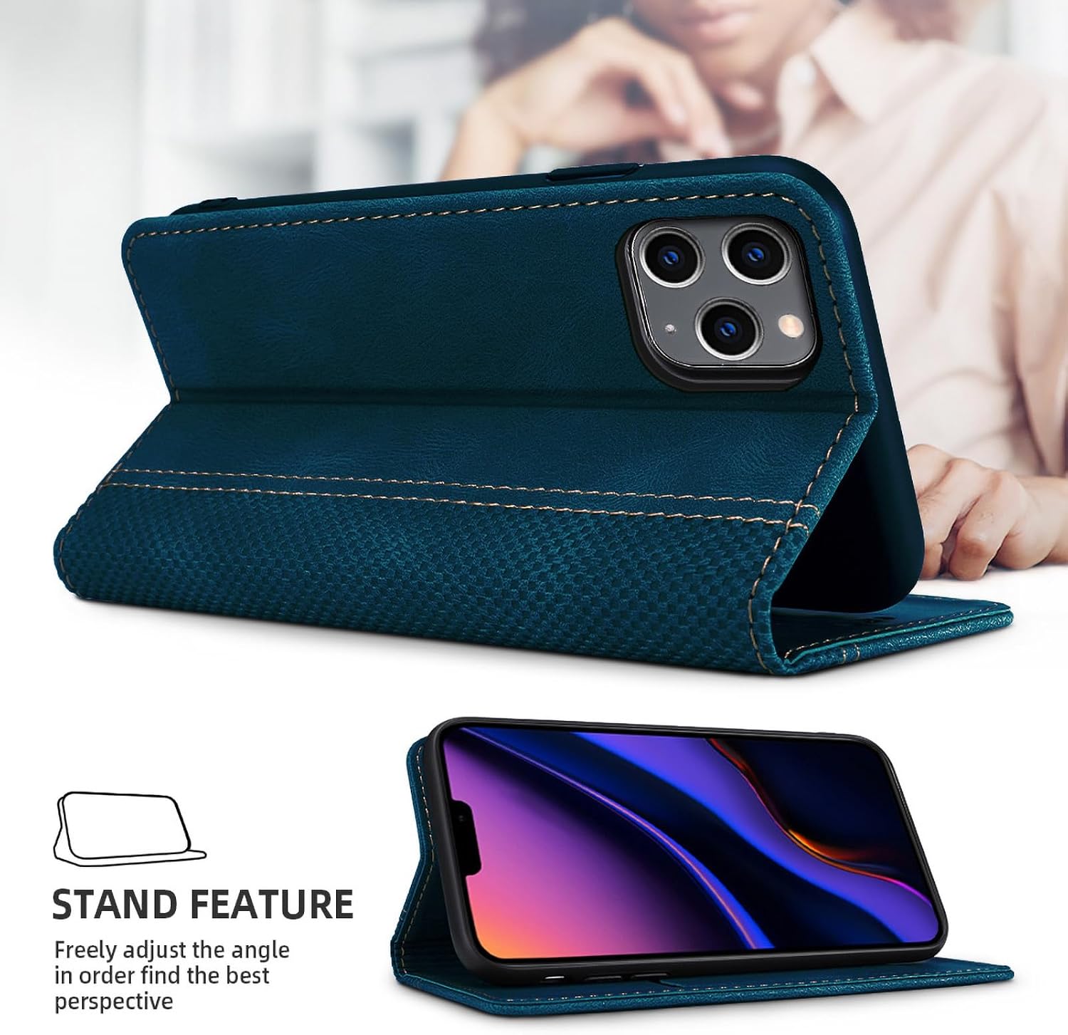 AKABEILA Case for VIVO Y78 5G Premium PU Leather Flip Wallet Case with Magnetic Closure Kickstand Card Slots Folio Mobile Phone Case Cover Protective Case Blue