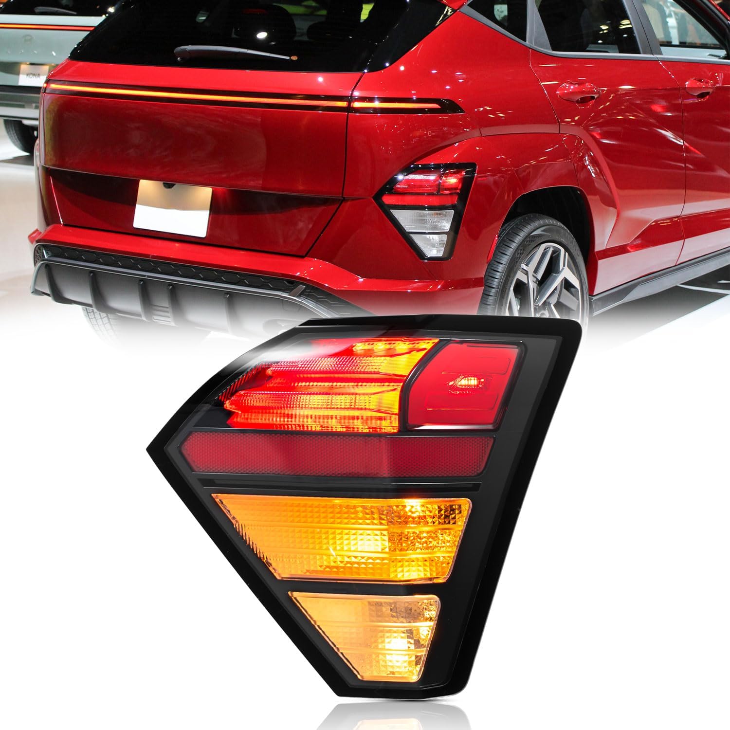 TODO LED Outer Tail Light Compatible with 2024-2025 Hyundai Kona SE/SEL/N-Line, LED Rear Tail Lamp + Halogen Turn Signal 92406-BE020, Right Passenger Side