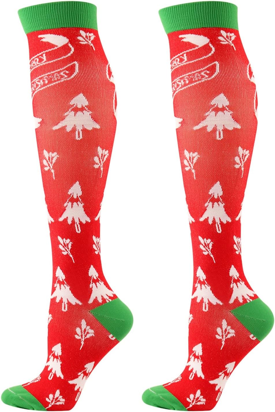 Christmas Print Compression Socks for Women and Men 20-30Mmhg 8 Pairs Wide Calf for Circulation Travel Pregnancy Sports