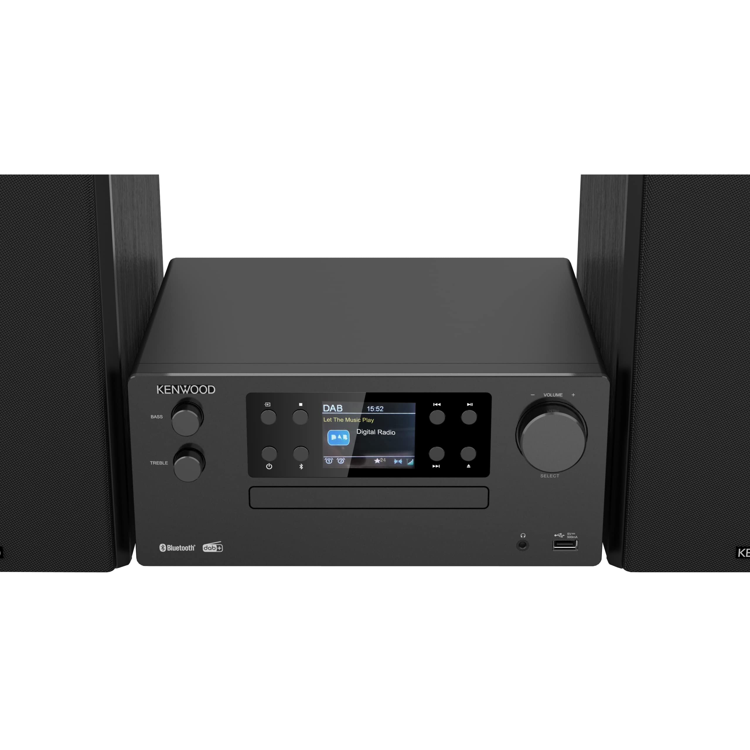 KENWOOD M-925DAB-B - Micro HiFi-System mit DAB+, CD, USB, Bluetooth, 2 x 50 Watt RMS und TFT-Display (Midnight Black)
