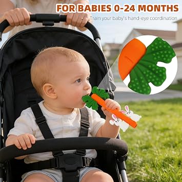 Fu Store Easter Bunny Carrot Hollow Teether Tube Baby Teething Chew Toys
