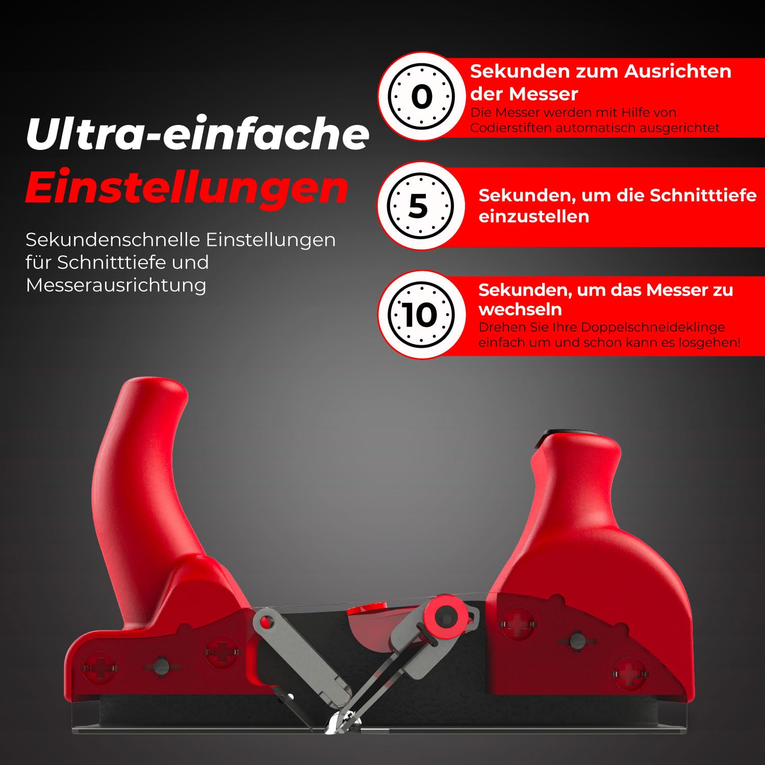 RALI 220 MONOBLOC: Profi Handhobel ohne Nachschärfen mit ultraschneller Messereinstellung | Schweizer Holzhobel für Schreiner und Tischler | Immer einsatzbereit