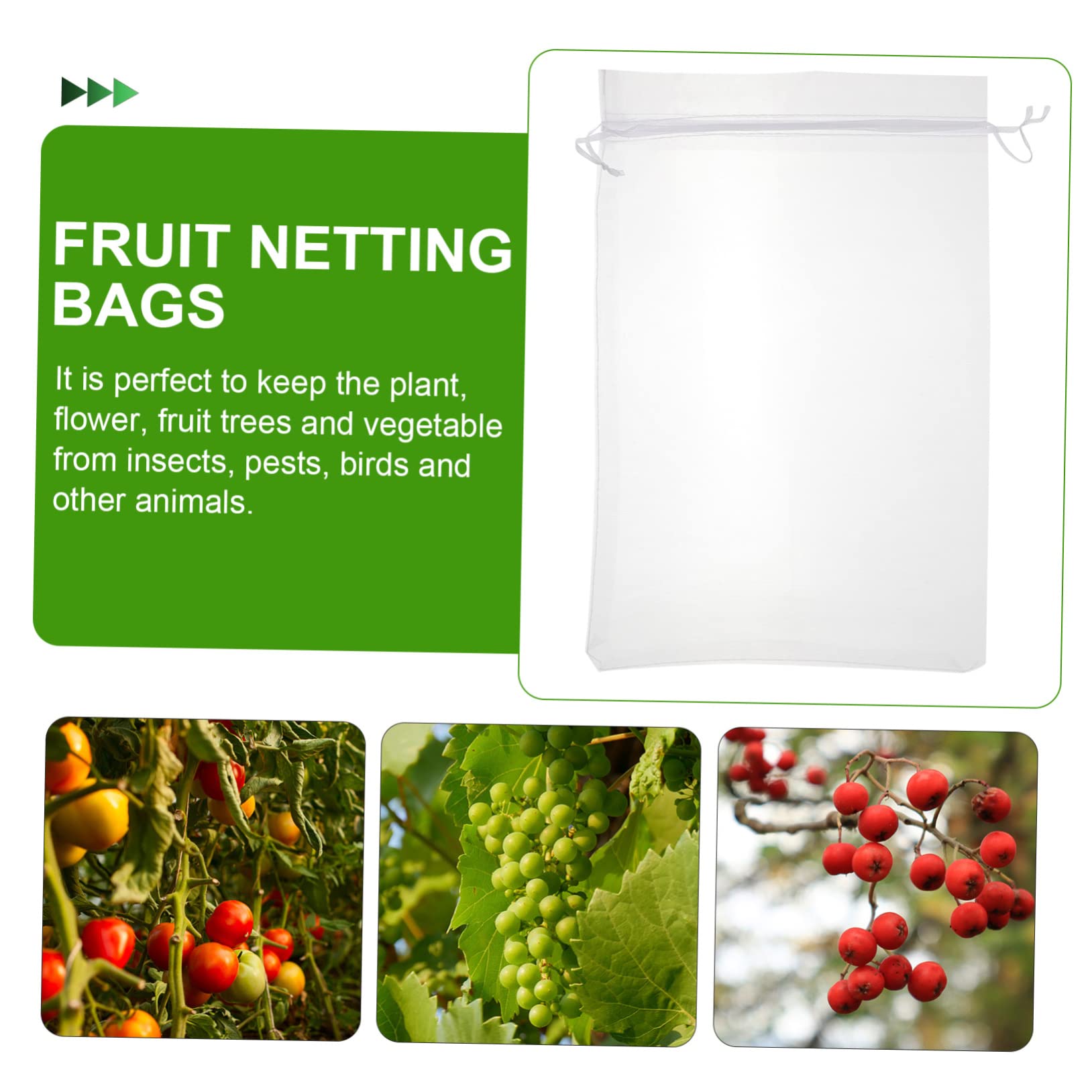 100piezas Bolsas De Malla para Frutas y Verduras Protección Eficaz contra Aves y Plagas para Jardines y Huertos