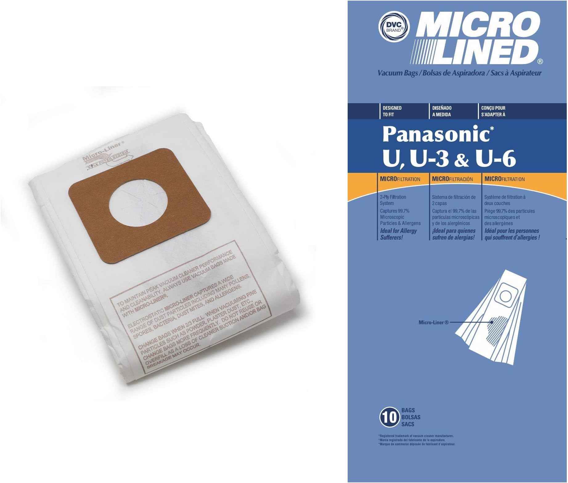 Panasonic 12 Pack Type U, U3 Upright Vacuum Cleaner Bags