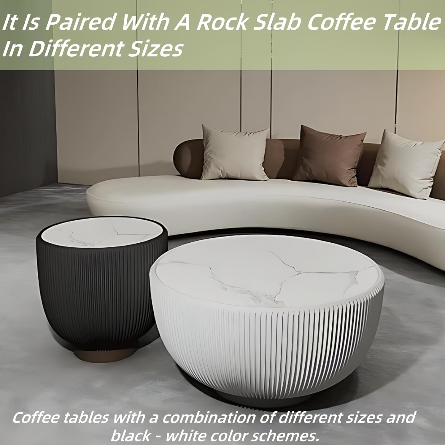 94.5IN Modern Curved Living Room Sofa - Modular Sectional Sofas with Coffee Table | Sectional Couches for Living Room, Suitable for Various Scenes (White+Brown)