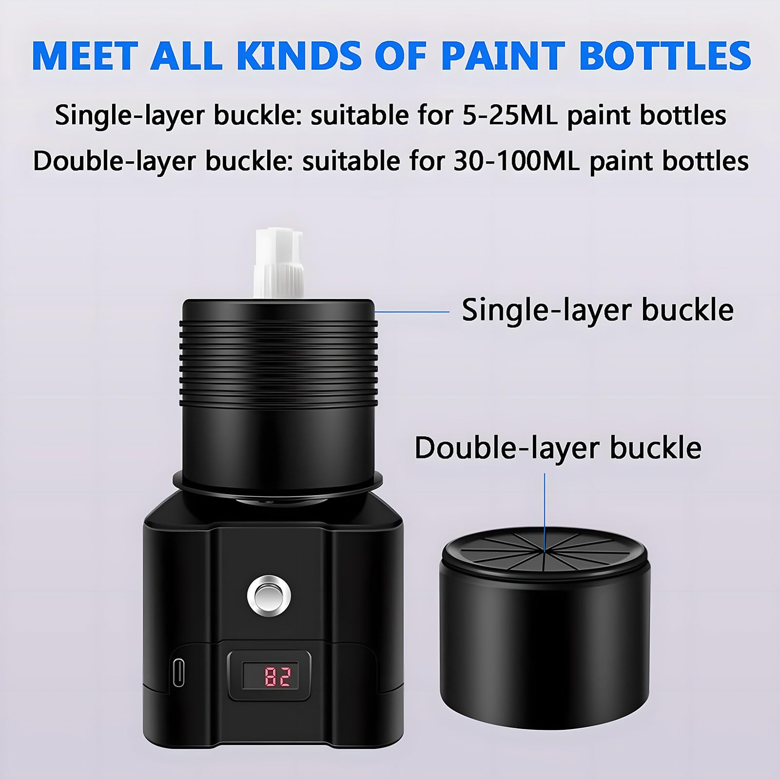 Mini mélangeur vortex, agitateur électrique pour peinture avec affichage numérique de la puissance, agitateur pour vernis à ongles pour flacons de peinture de 5 à 100 ml, pour encre pigmentée