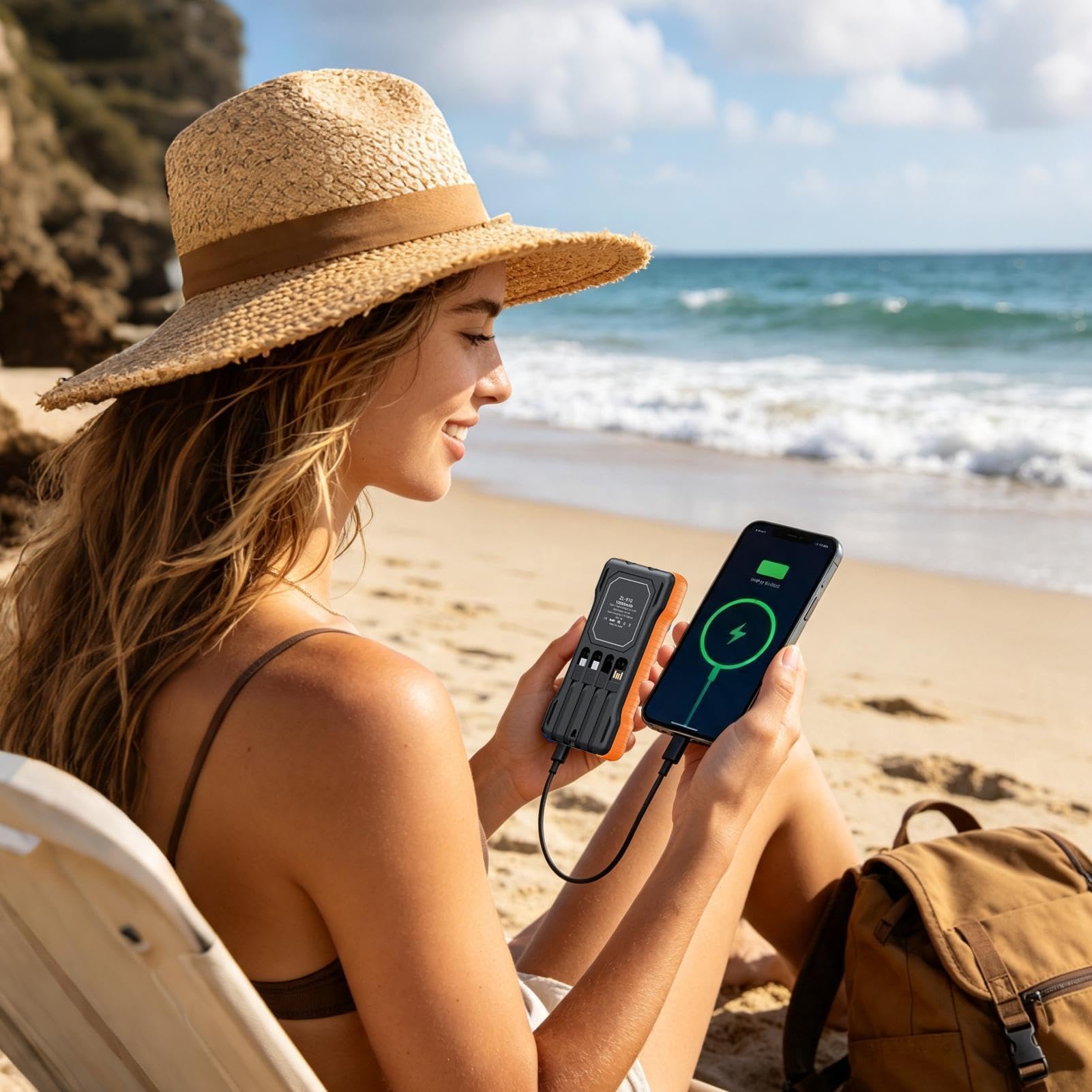 Power Bank Solare Power Bank da 10000 mAh per Telefono con Torcia