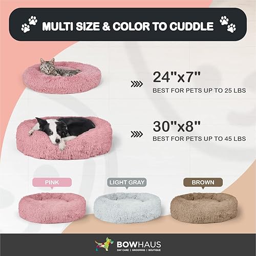 Miniatura 3 de Cama para mascotas con forma de dona calmante de 2430 pulgadas para gatos y perros pequeñosmedianos, parte inferior antideslizante, lavable,