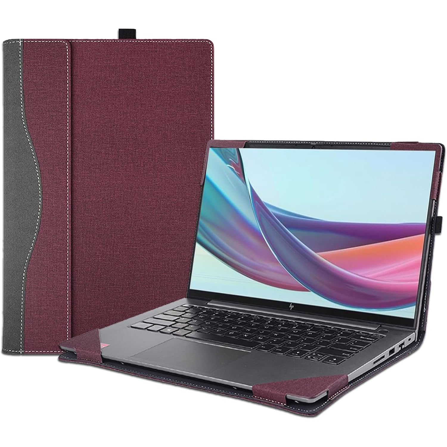 Custodia protettiva per computer portatile da 14 pollici HP Elitebook 645 G9 G10 e HP EliteBook 640 G9 G10, in pelle PU, accessorio per notebook e PC (rosso vinaccio)