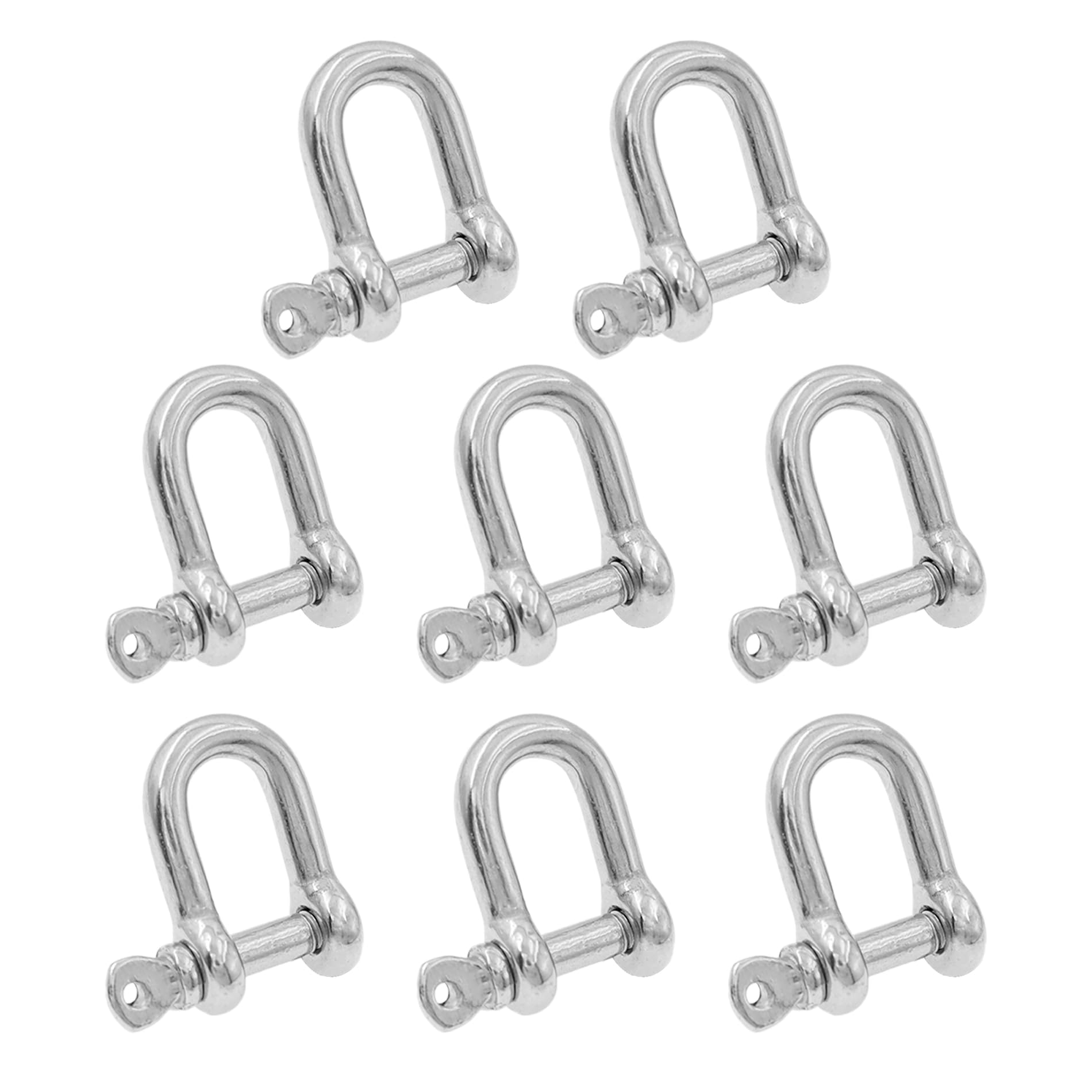 D Shape Shackles,304 Stainless Steel d Ring Shackles,TTZEZE U Shape Key Rings,Mini Shackles,Silver Screw Shackles,Key Ring Shackles M4 8PCS