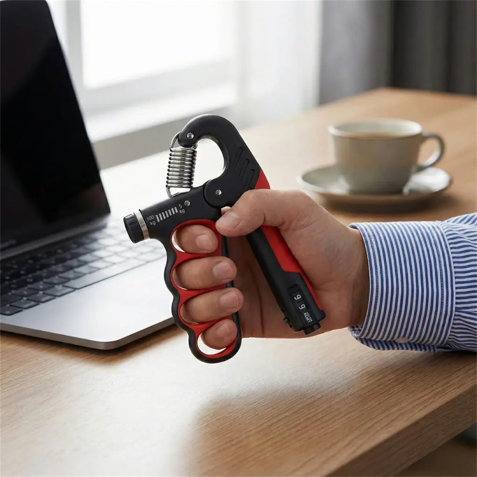 Handgrifftrainer mit Zähler 5–100 kg verstellbar – Unterarm und Handgelenktrainer für Krafttraining, Klettern, Fitness und Stressabbau