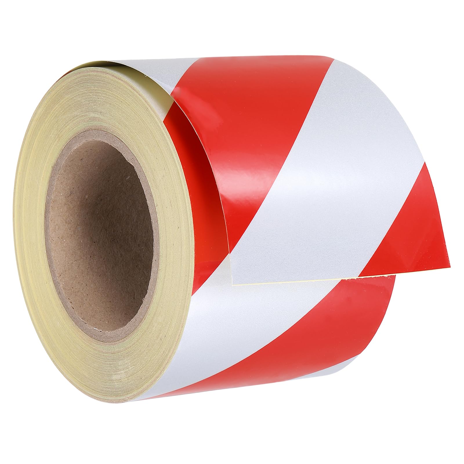 PATIKIL Ruban Réfléchissant, 1 Rouleau 45,7 M x 10 cm Ruban de Sécurité d'Avertissement de Prudence à Haute Visibilité Adhésif Imperméable pour Camions, Remorques, Voitures, Rouge Blanc
