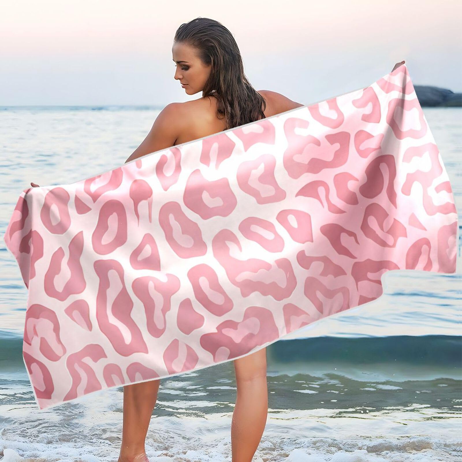 Amazon.com: YMGQYJ Beach Towel Oversized Pale Pink Leopard Print