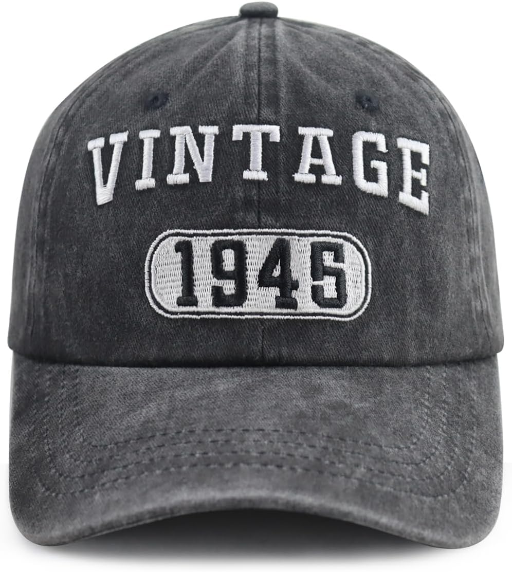 Vintage 1940 1941 1942 1943 1944 1945 1946 1947 1948 1949 Hat for Men Women, Funny Adjustable Cotton Birthday Baseball Cap