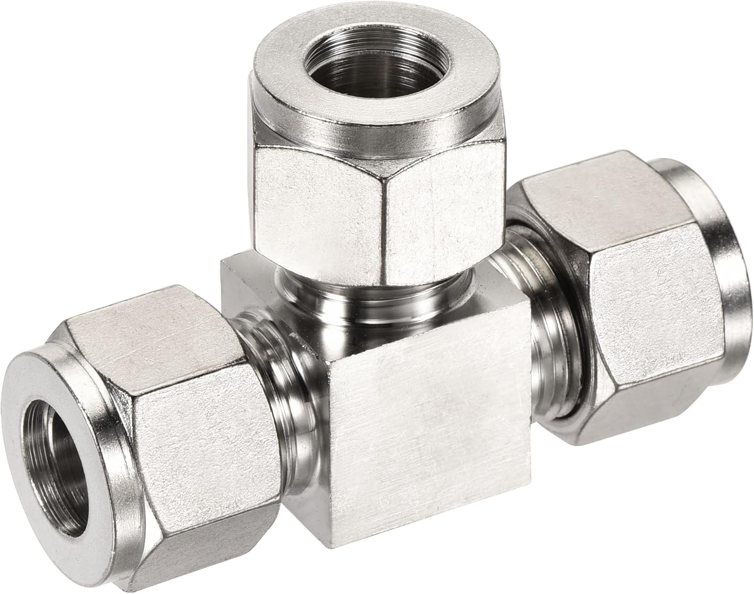MECCANIXITY Quick Connect Air Line Compression Fittings 304 Stainless Steel 5mm OD Tube 3 Way T Type Tee Union Splitter Connector