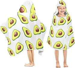 Burbuja Toalha de banho com capuz de abacate para crianças, toalha de praia de pelúcia macia absorvente para meninas e meninos 3-10 anos, 61 x 127 cm