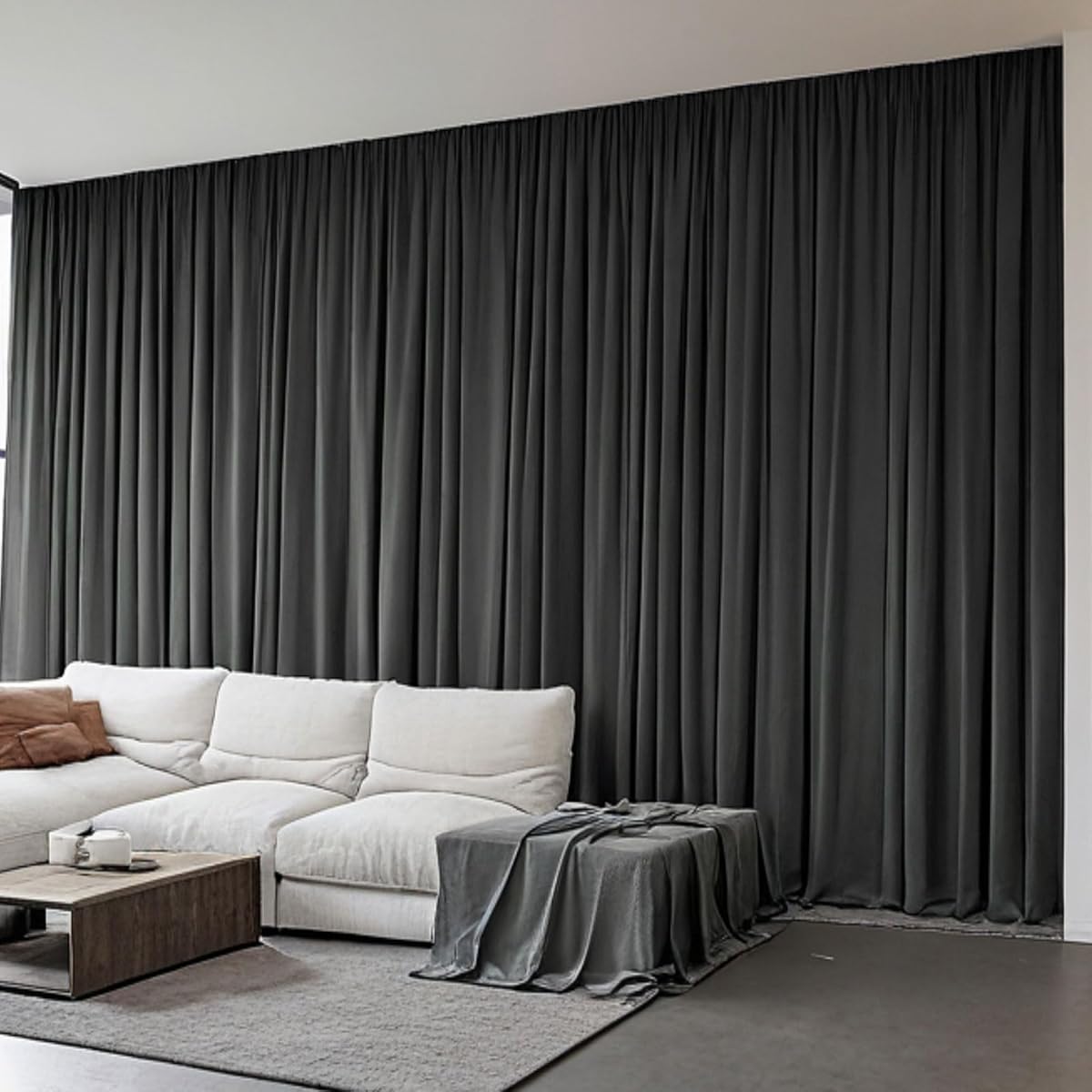 Home Theater Curtains Soundproof Room Separator, Room Divider Curtains for Ceiling Track System or Rod with Hooks 52 100 120 180 inch Wide, Privacy Floor to Ceiling Curtain, 1 Panel