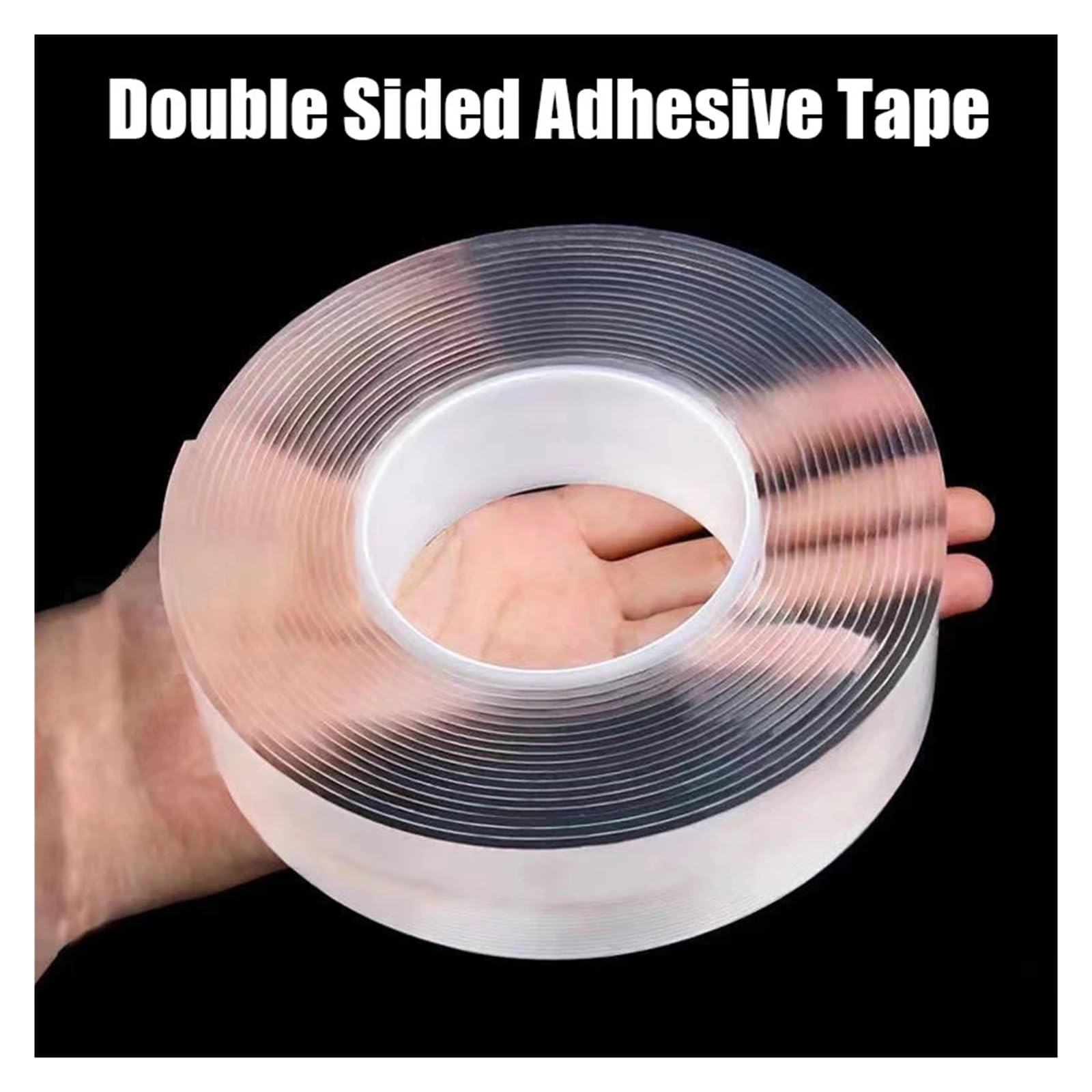Nastro Biadesivo Trasparente Resistente, Nastro Adesivo Impermeabile, Riutilizzabile, Adesivi murali Super Resistenti(1m X 3cm)