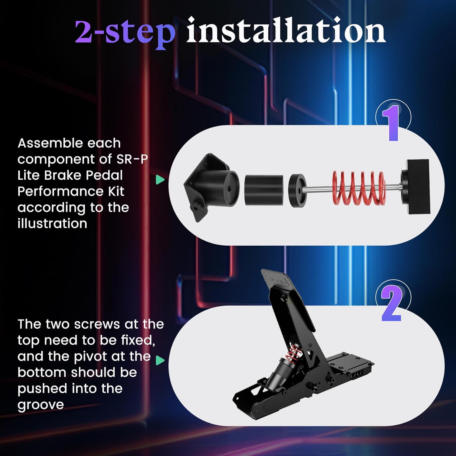 Vanesa for SR-P Lite Brake Pedal Performance Kit Upgrade with Progressive Springs and Silicone Dampers Compatible with sim Racing moza SR-P Pedals Kit,Suitable for SPR lite R5 Brake Pedal kit