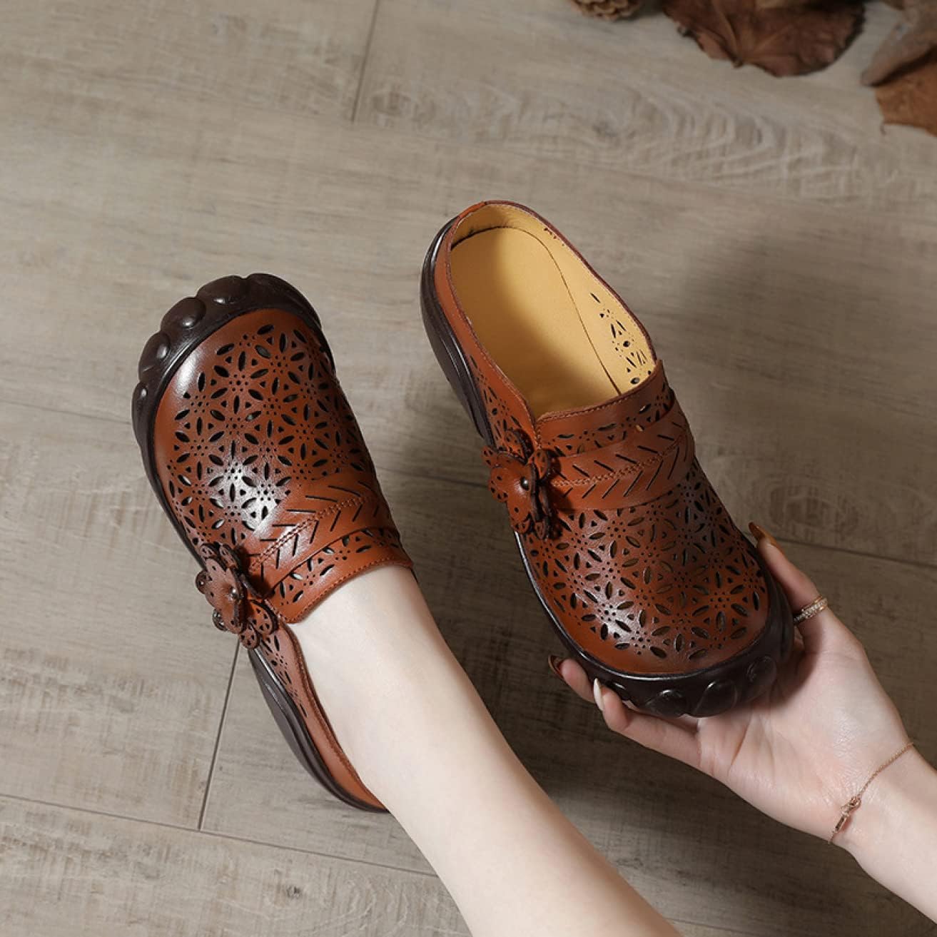 [Donahutt03] サボサンダル レディース つま先あり 通気 民族風 花柄 おしゃれ 夏靴 軽量 外履き 厚底サンダル 疲れ