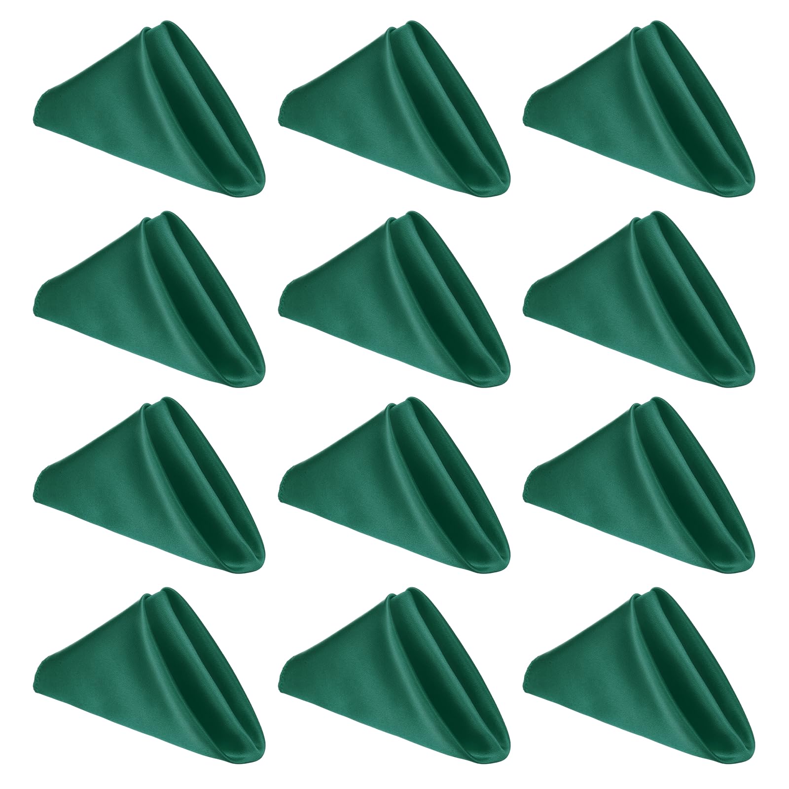 sourcing map 12 Pcs Forest Green Satin Napkins, 17x17 Inch Dinner Napkins Cloth Washable Polyester Soft Square Table Decoration for Restaurant Parties Wedding Dining Banquet Event โ image 1